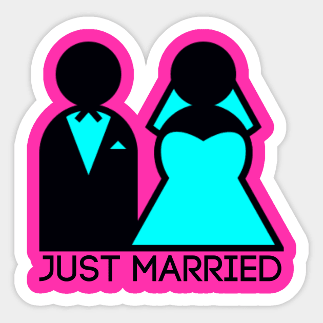 Just Married Newlyweds in Cyan Sticker by TheDaintyTaurus